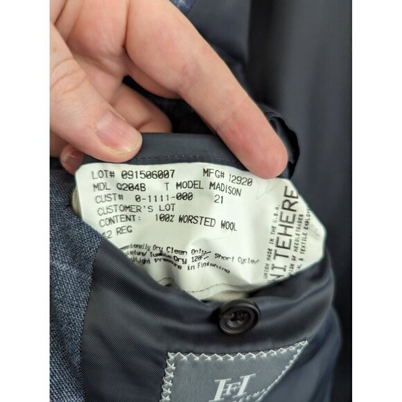 Hickey Freeman Madison Suit Jacket Union Made Vintage Windowpane - Picture 10 of 11